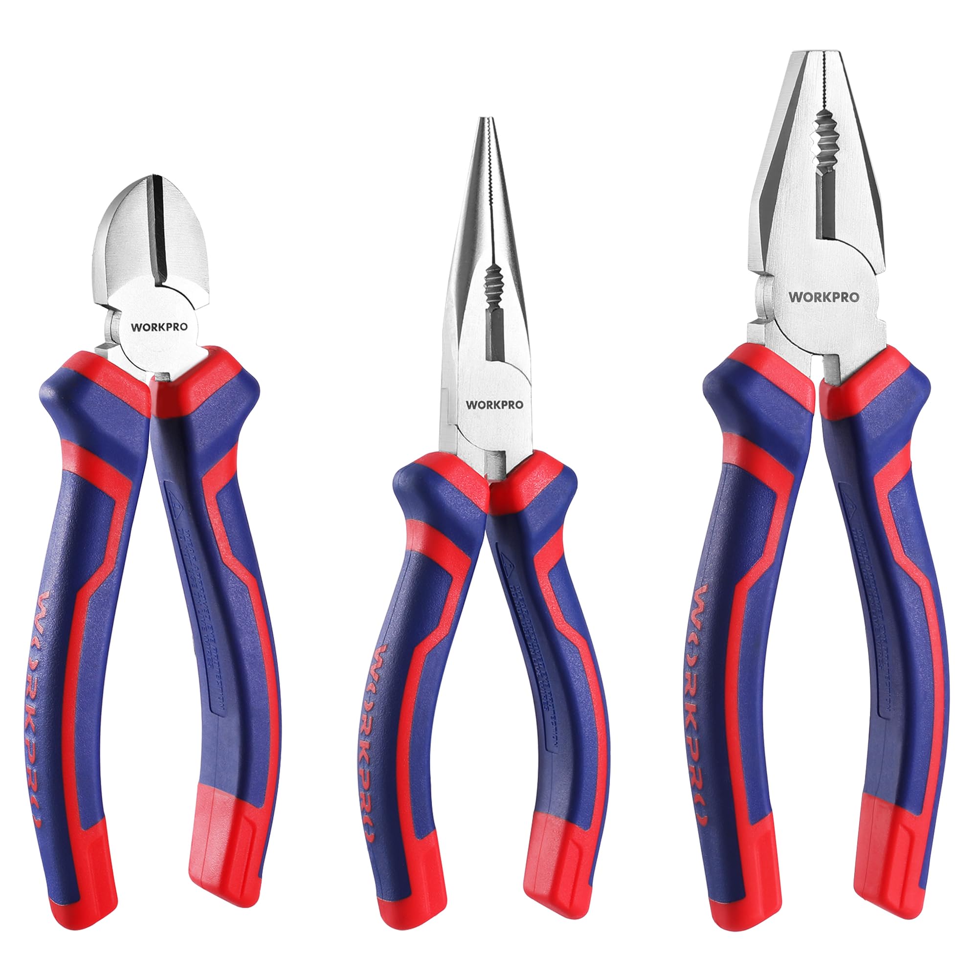 WORKPRO 3-Piece Pliers Set with Soft Grip, for DIY Household Repair