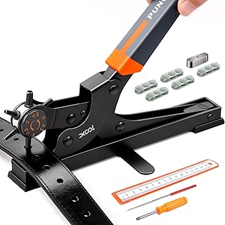 XOOL Revolving Punch Plier Kit, Leather Hole Punch Set for Belts, Watch Bands, Straps, Dog Collars, Saddles, Shoes, Fabric, DIY Home or Craft Projects, Heavy Duty Rotary Puncher, Multi Hole Sizes Make