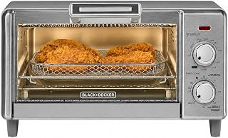 BLACK+DECKER 4-Slice Air Fry Toaster Oven, 5-in-1 Countertop Oven | Air fry, bake, broil, toast and keep warm with EvenToast technology and room for a 9-inch pizza.