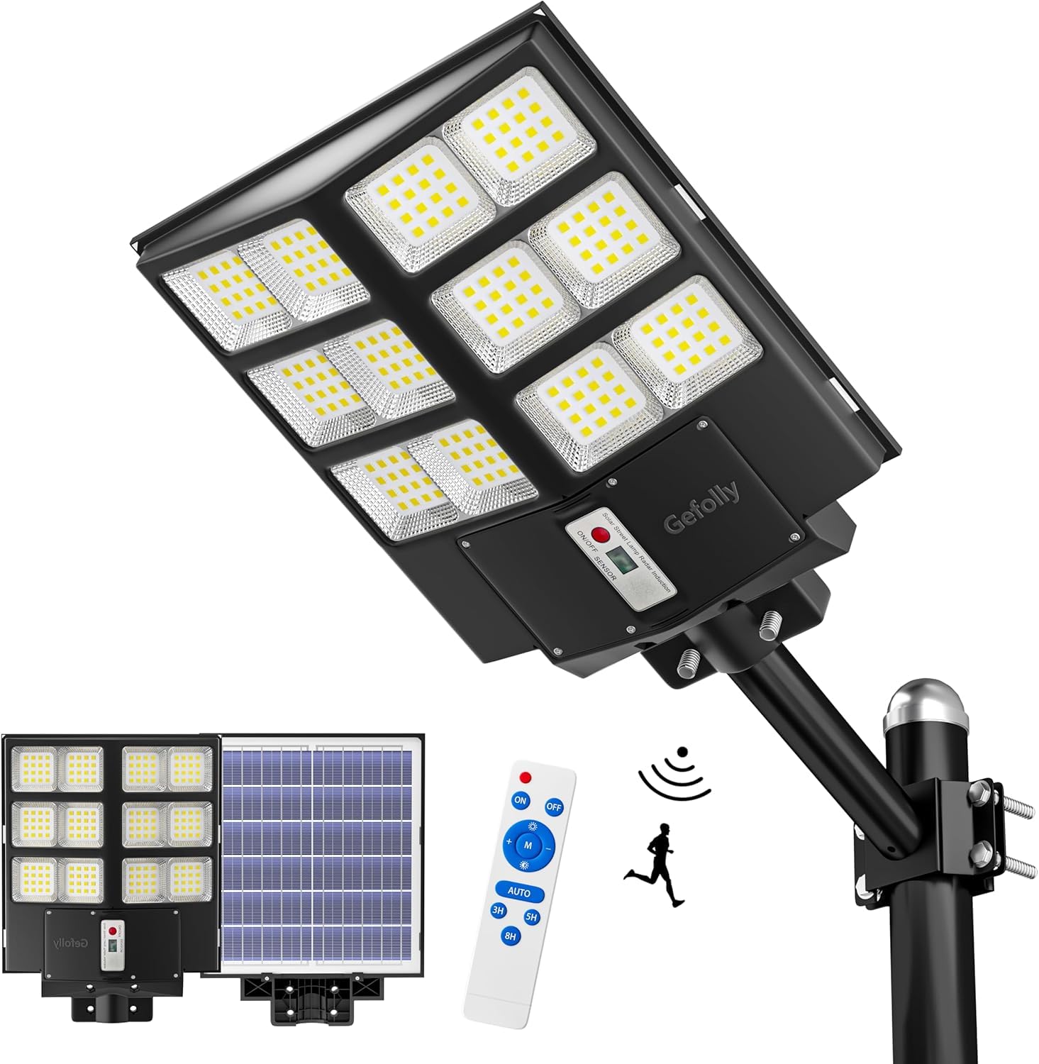 Gefolly SL-2100W Solar Straßenlaterne für Außen, Solarlampen für Außen mit Beweg