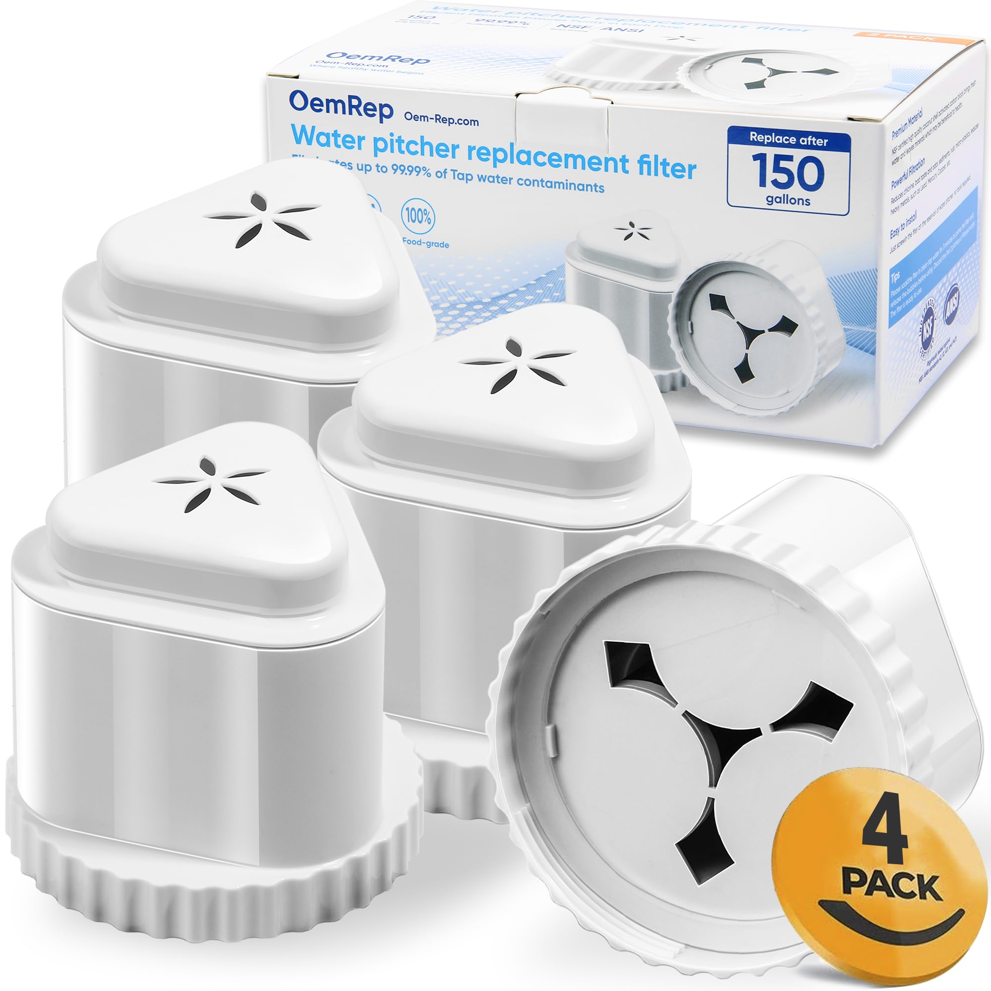 4Pack Replacement Filter for EPIC Water Filter Pitcher, Water Filter Pitcher Com