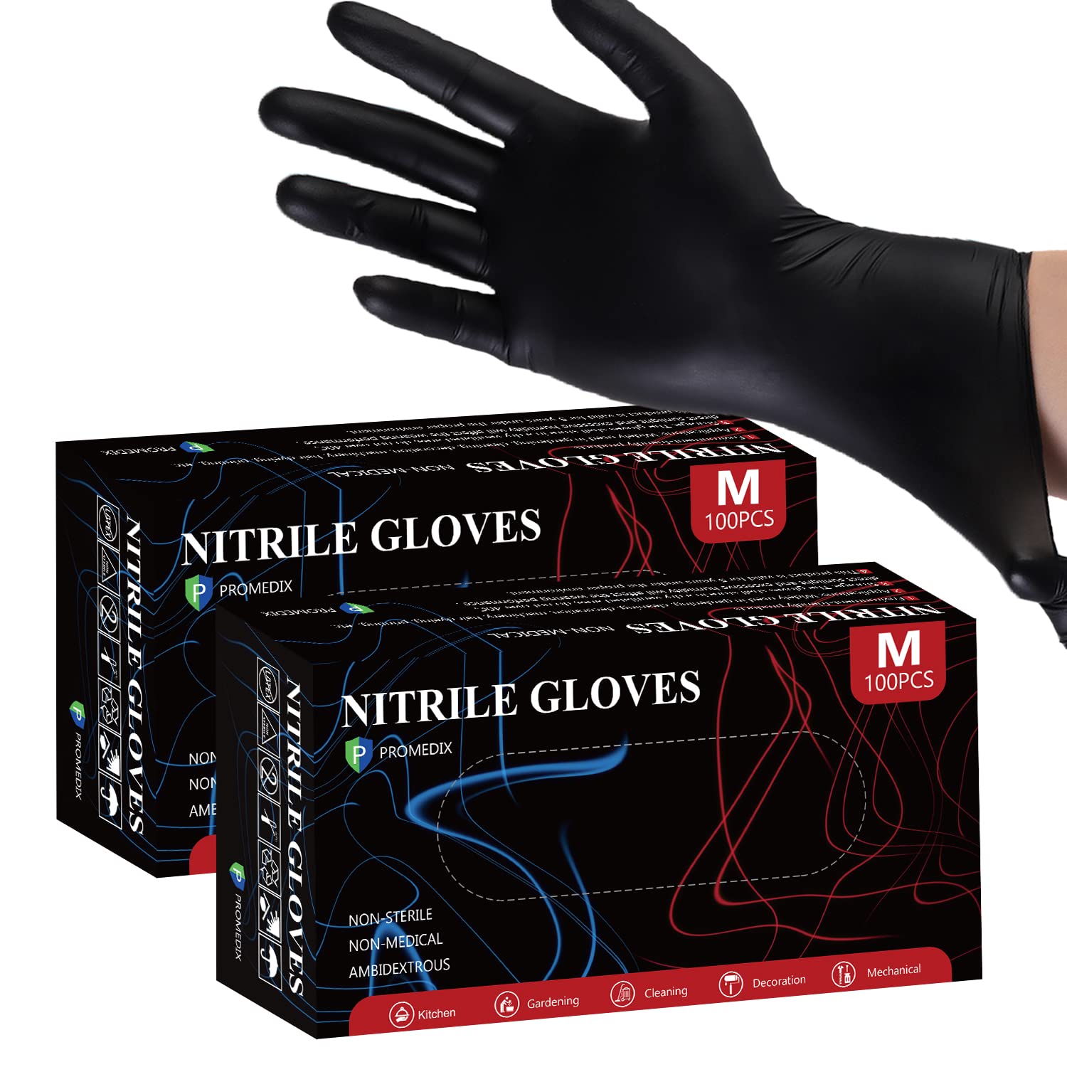 PROMEDIX P Nitrile Gloves, 4mil-100 count, Gloves Disposable Latex Free, Disposa