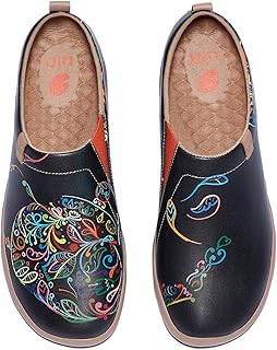 UIN Canvas Shoes Women's Slip On Model Art Painted Pomegranate, White, The Magic Pot