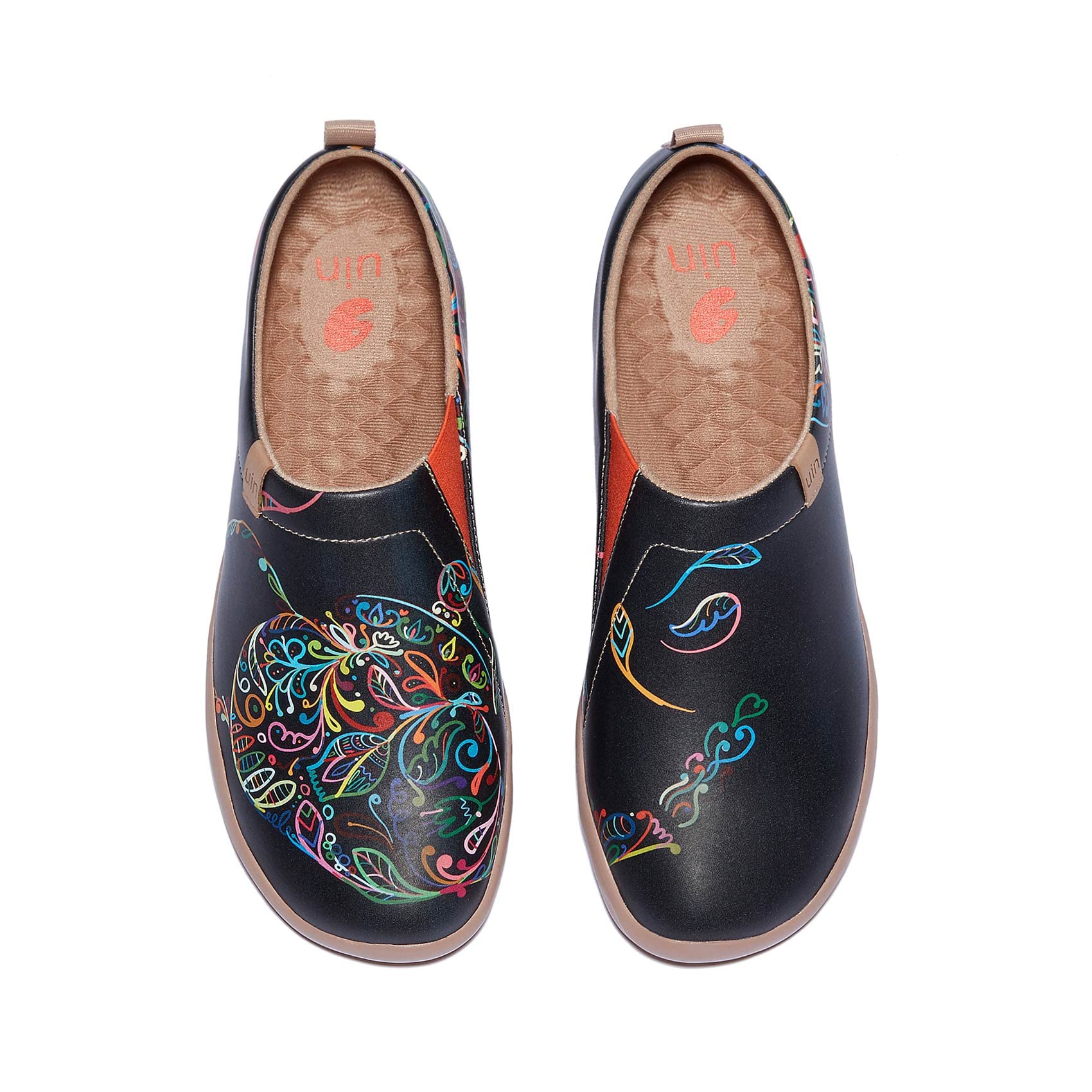 UIN Canvas Shoes Women's Slip On Model Art Painted Pomegranate, White, The Magic