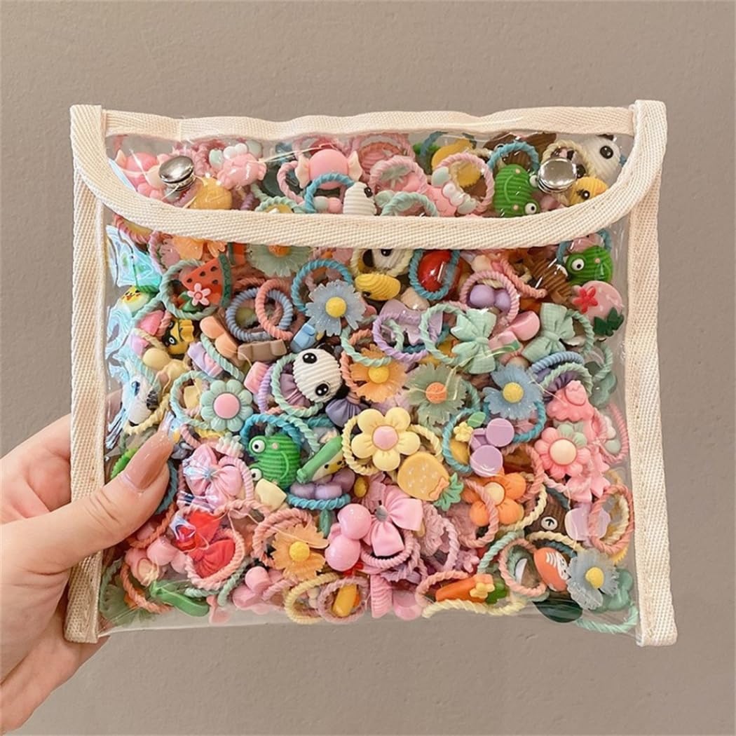 50 Pcs Random Multicolor Hair Scrunchies for Women Soft Elastic Cute Small Hair 