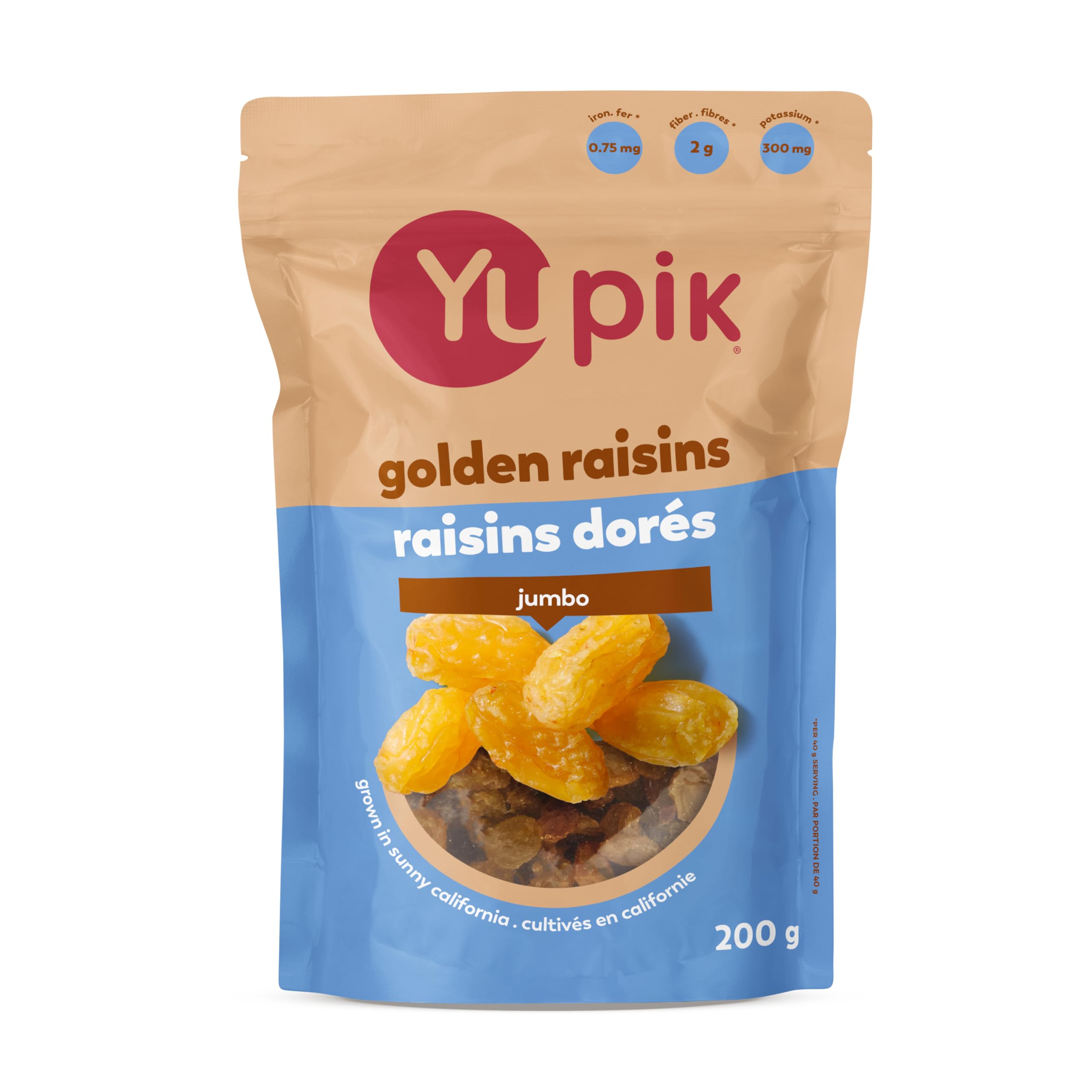 Yupik Jumbo Golden Raisins, 200 g, Gluten-Free, Kosher, Dried Fruits, Naturally 