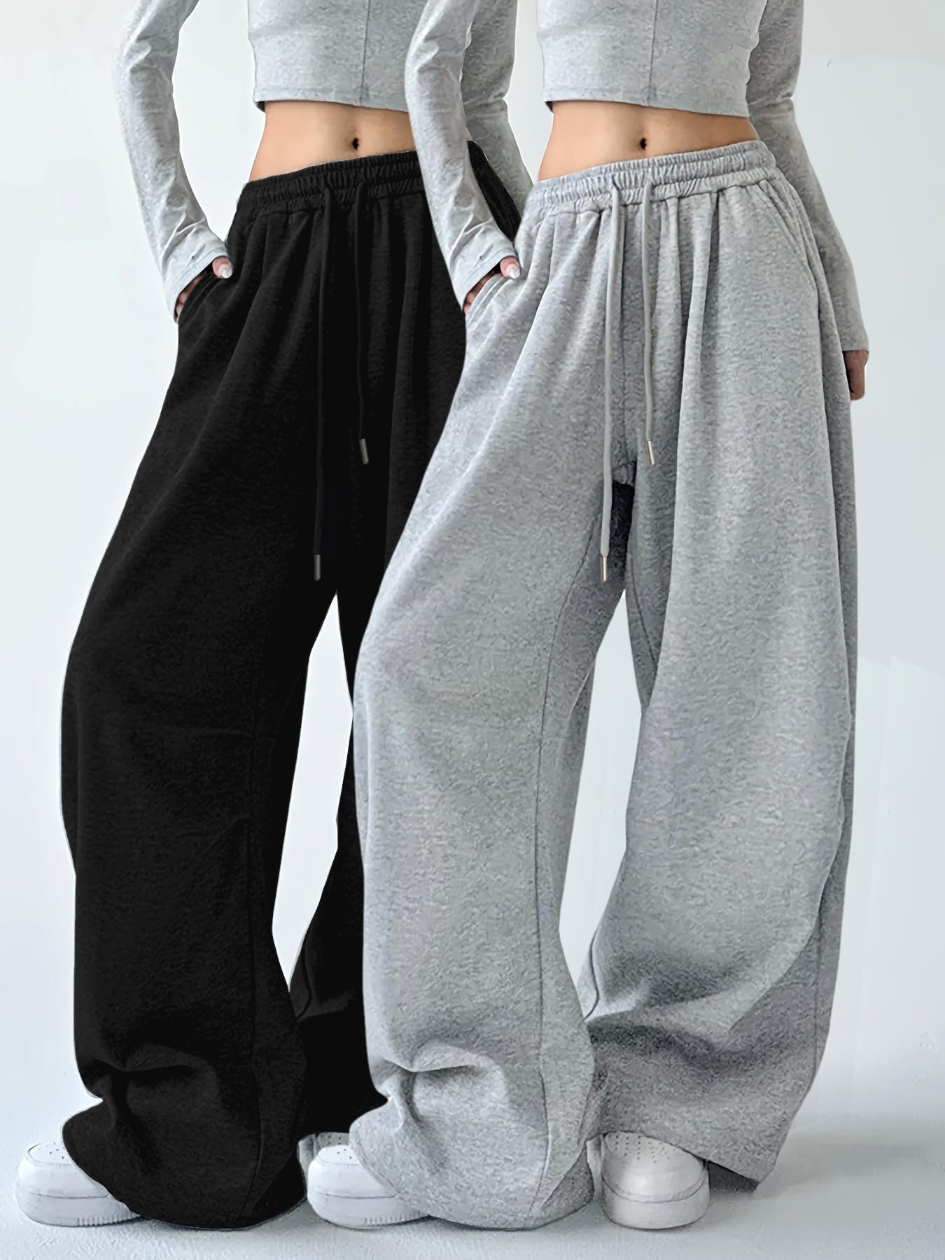 Womens Wide Leg Drawstring Sweatpants