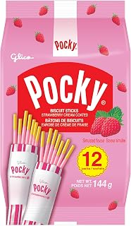 Glico Pocky Strawberry Bag, 144 Grams × 5 Packages