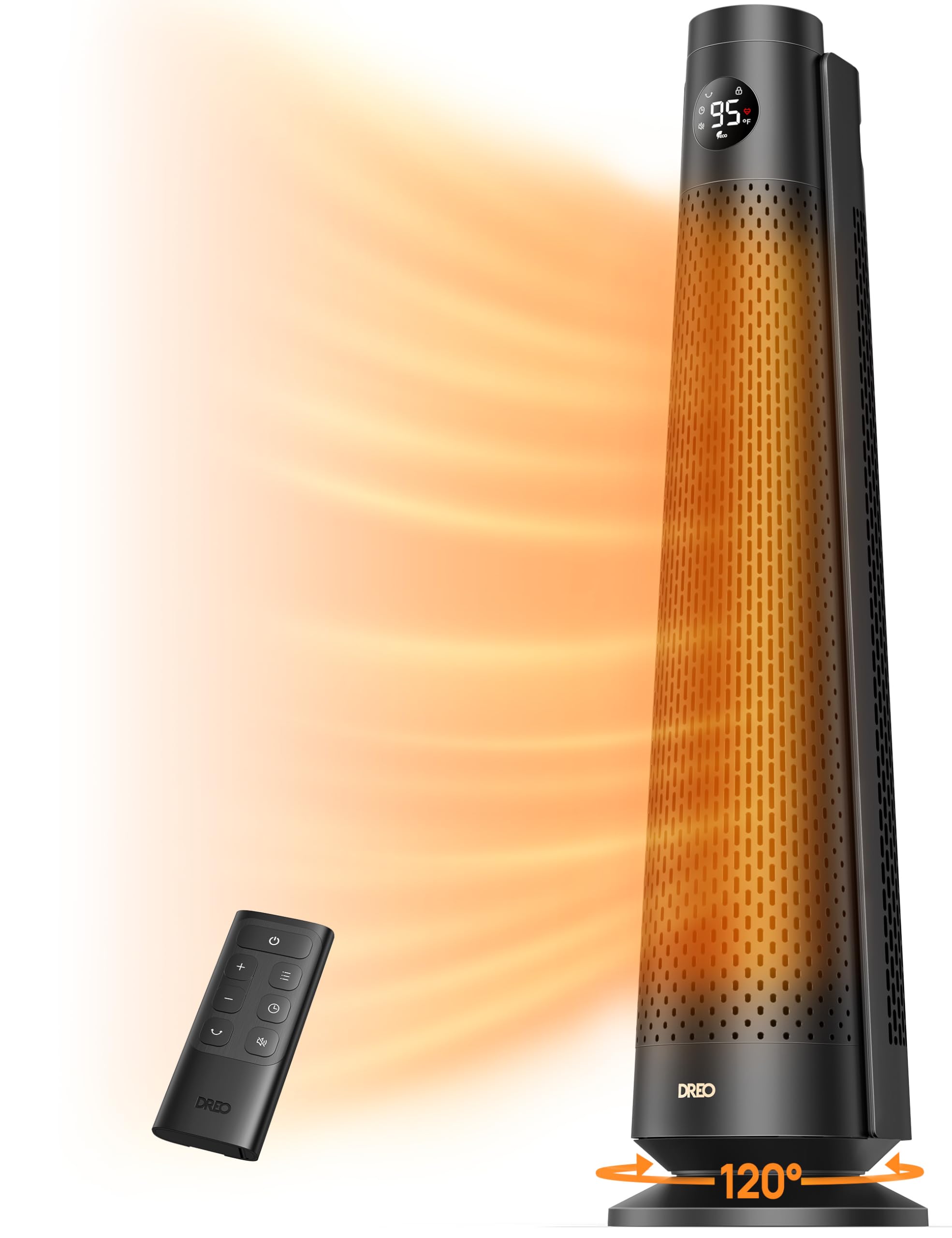 DREO Space Heater Large Room, 120° Oscillation, 30" Heaters with Remote | Adjust