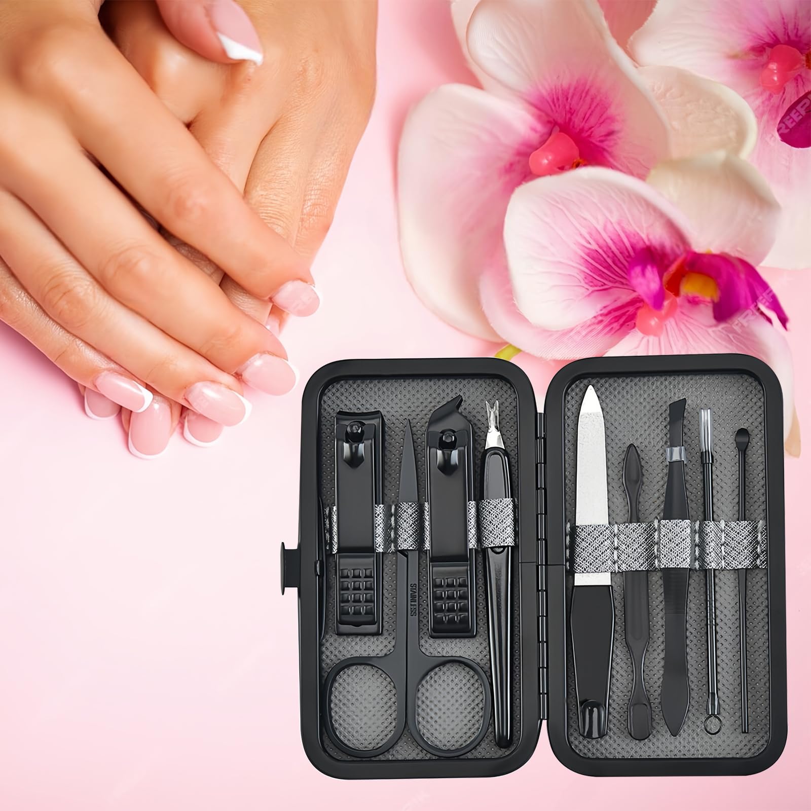 Luxury 9 in 1 Professional Manicure Set - Premium Stainless Steel Nail Clipper &
