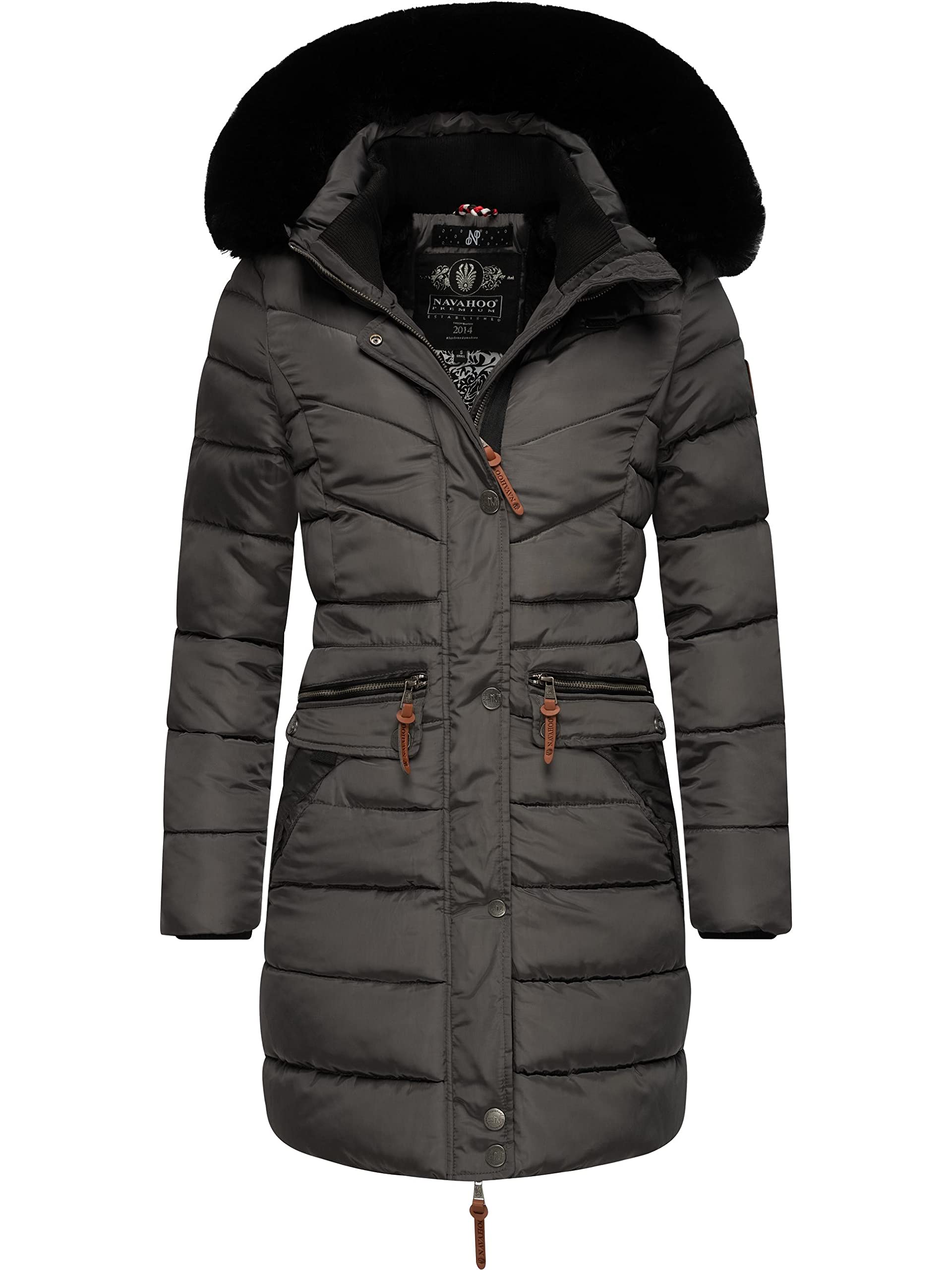 Navahoo Paula Women's Winter Coat, Warm Quilted Coat, Long, with Hood, XS-XXL