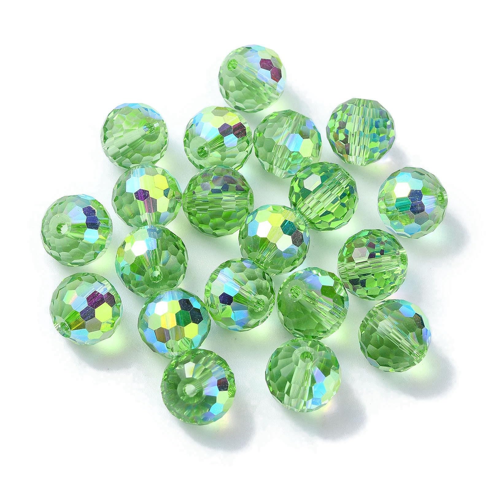 100pcs 10mm Round Faceted Glass Beads AB Color Plated Crystal Beads for Jewelry 