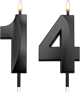 14 Candles for Birthday Cakes Black Happy 14th Birthday Decorations for Boys Number 41 Or 14 Year Old Birthday Decorations for Girls Women Men 14th Birthday Cake Topper Baking Sparkle Candles
