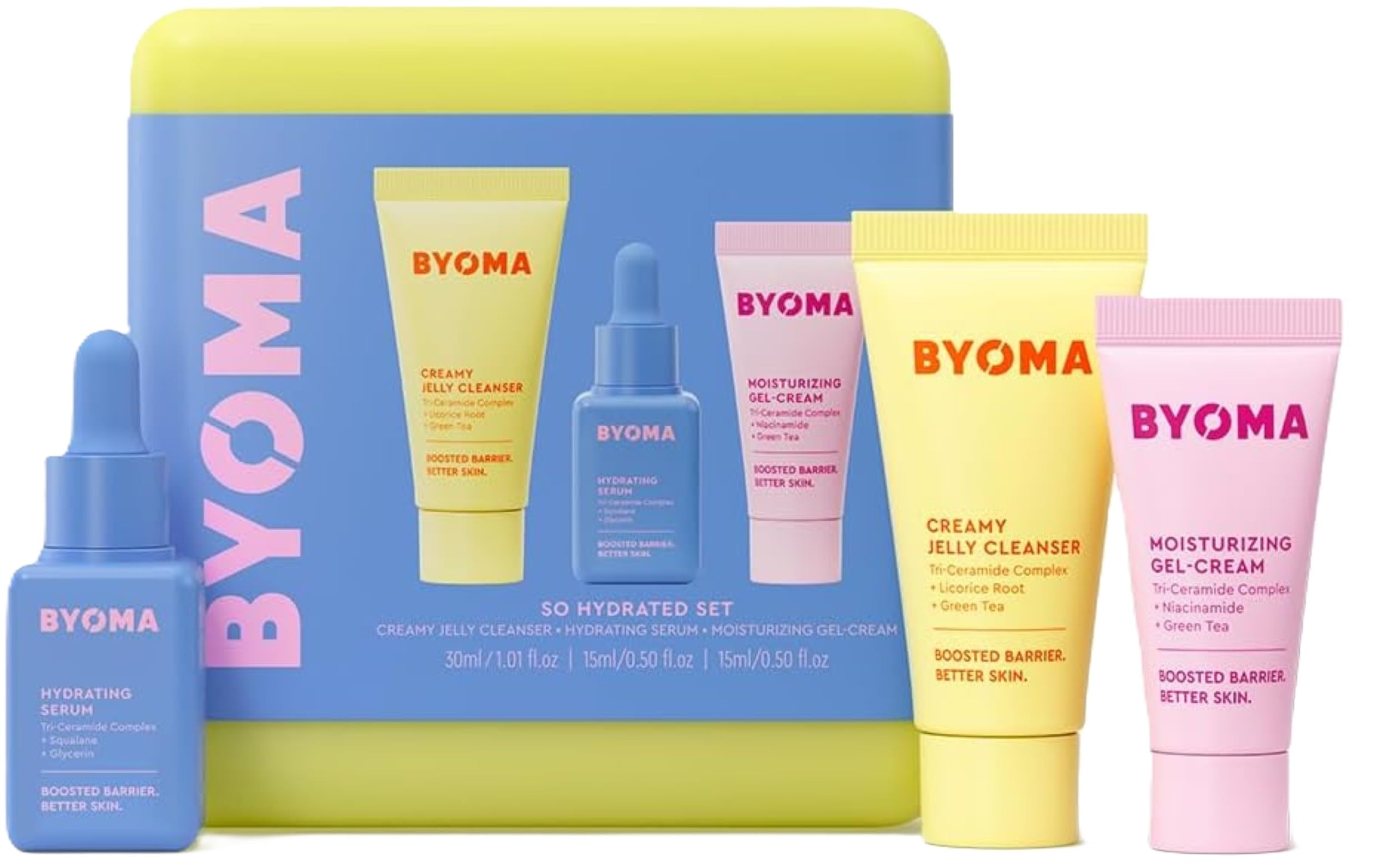BYOMA So Hydrated Travel Size Gift Set - Skincare Minis (30ml, 15ml, 15ml) | Bar
