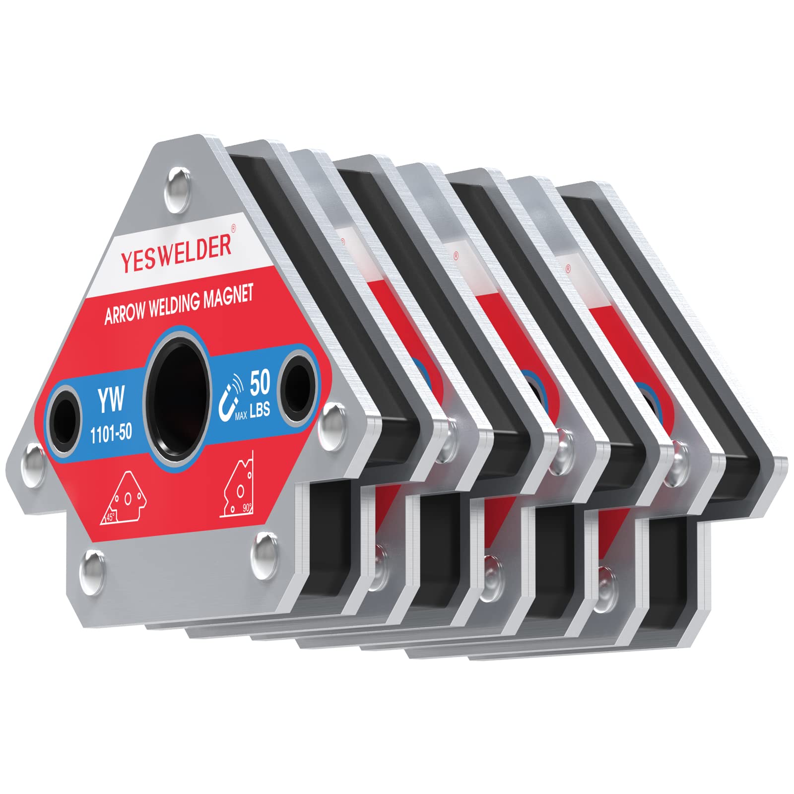 YESWELDER 4-Pc Welding Magnet Set, 50 lb Holding Power Welding Accessories | Mag