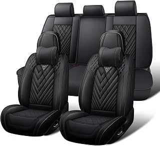 Car Seat Covers Full Set for Toyota Tacoma 2000-2026, Waterproof Nappa Leather Car Seat Cover, Full Coverage Car Seat Covers Sets(5 Seats with Headrests/Black)