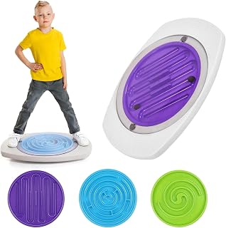Maze Balance Board for Kids, 3 Replaceable Labyrinth Boards + 140lbs Capacity - Sensory Integration & Proprioceptive Training Wobble Board for Therapy/Ski/Surf Prep
