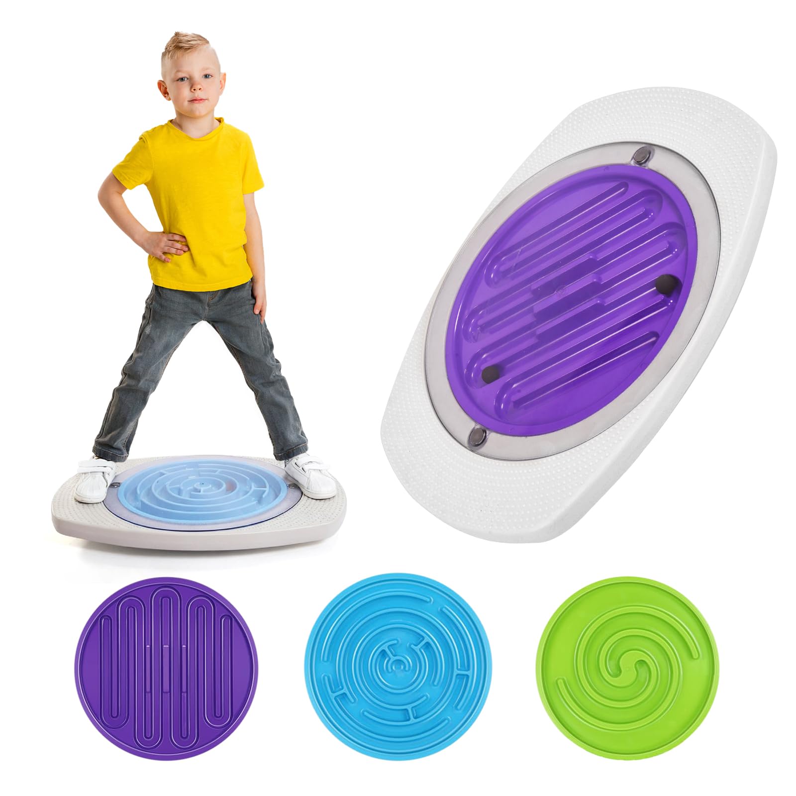 Maze Balance Board for Kids, 3 Replaceable Labyrinth Boards + 140lbs Capacity - 