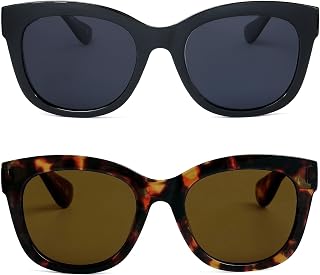 OPULIZE Sunglasses - Retro Frame - Pacquete - Anti-Reflective and Anti-Glare - UV400 Polarized Lenses, 2 Pack - "Big" - Black/Brown - Black/Brown Lenses, One size