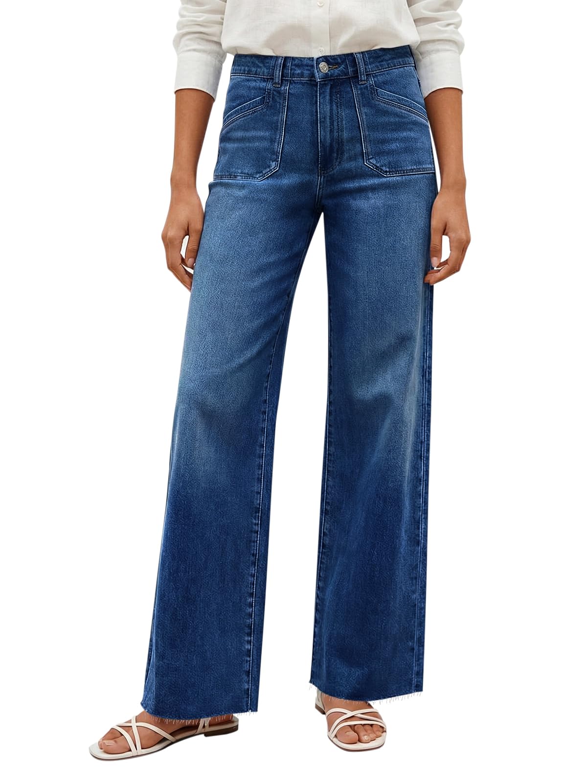 Cicy Bell Jeans da donna a gamba larga a vita alta, elasticizzati e dritti