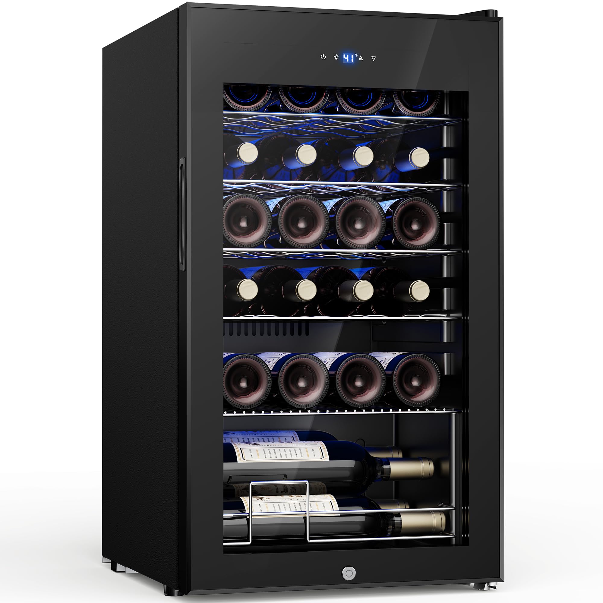 Feelfunn 25 bottle Wine Cooler Refrigerator,Freestanding Wine Fridge,Black | 41-
