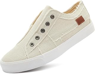 XRH Women's Slip On Canvas Sneakers Non Slip Casual