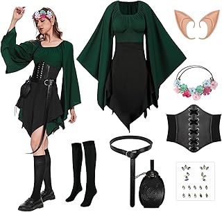 HODBLKT Women Elf Costume Renaissance Traditional Irish Dress Halloween