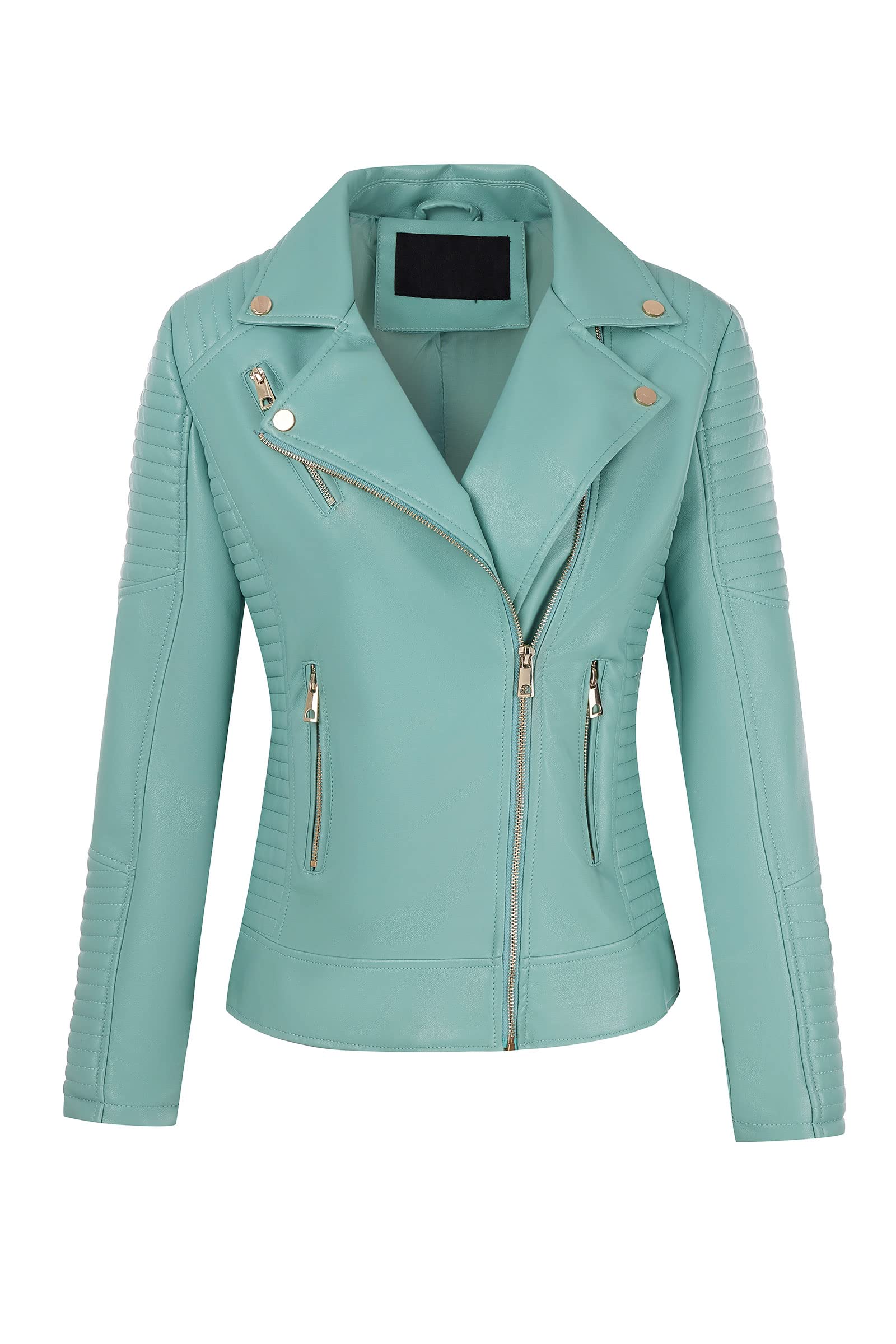 Bellivera Women's Faux Leather Casual Moto Lightweight Jacket