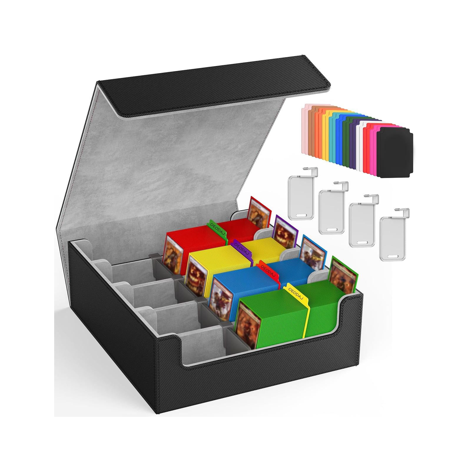 OEODAJ 4 Row Trading Card Storage Box, 3200+ MTG Card Storage, Black & Gray | TC