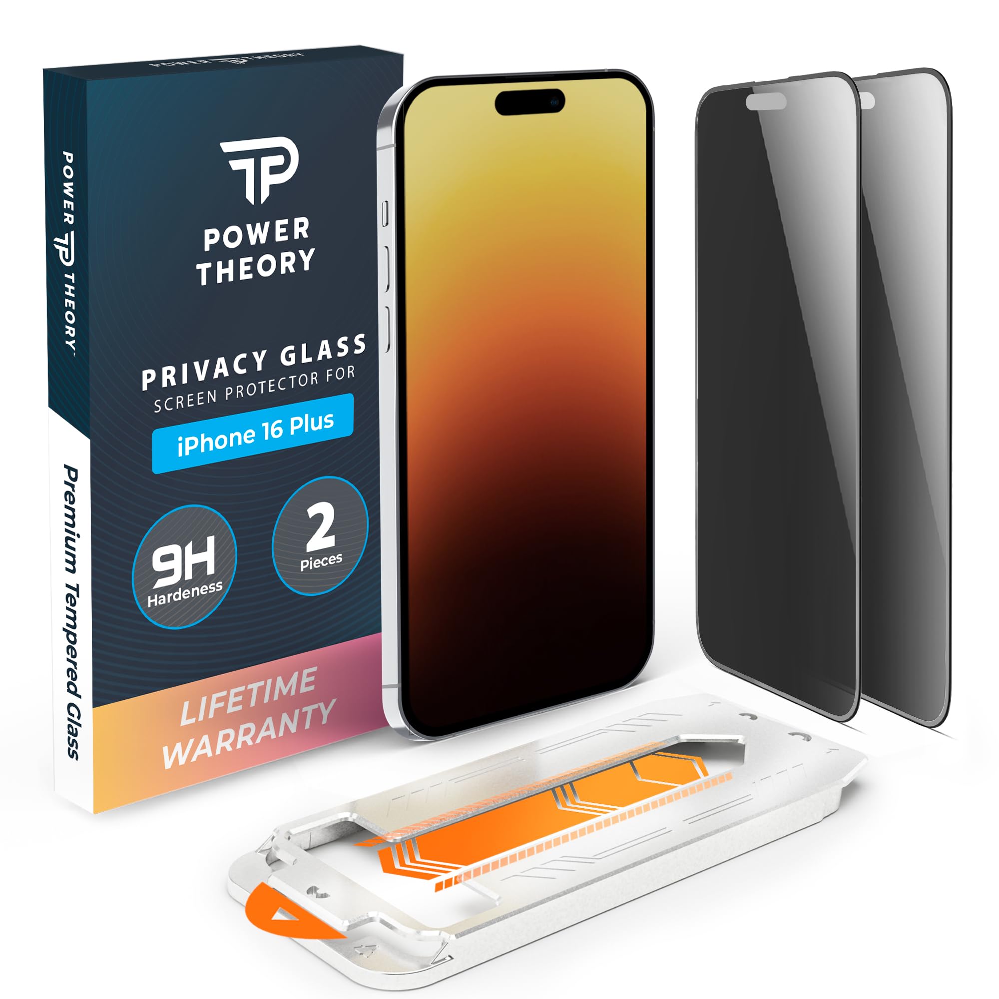 Power Theory compatible with iPhone 16 Plus Privacy Screen Protector Shatterproo