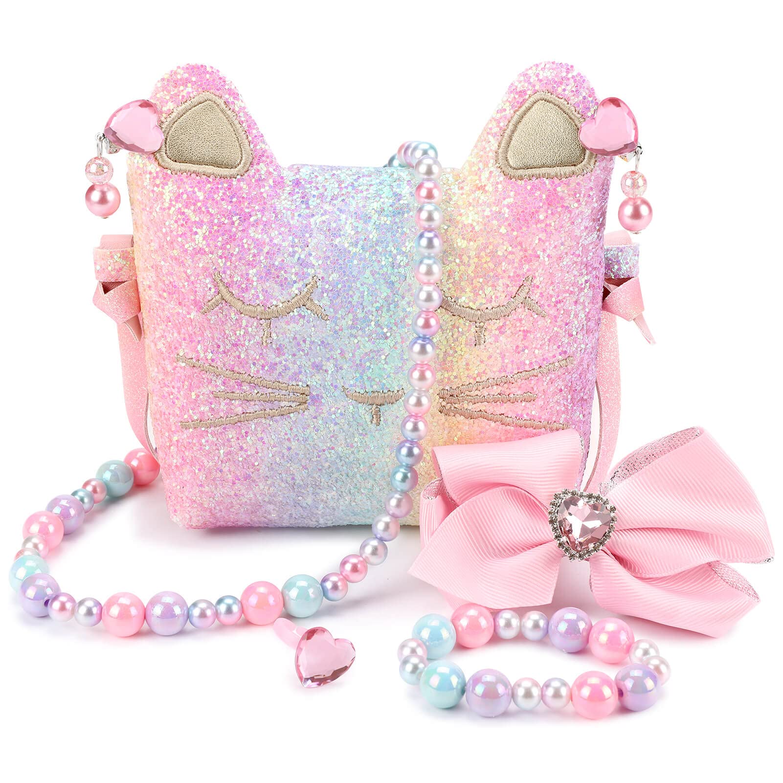 mibasies Purse for Little Girls Dress Up Jewelry Pretend Play Kids Accessories M