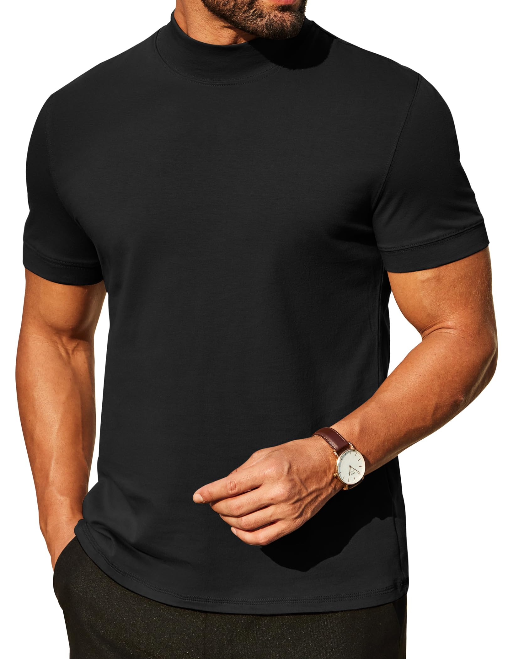Coofandy Camisas de Cuello Alto Falso para Hombre, Estilo Casual, de algodón de 