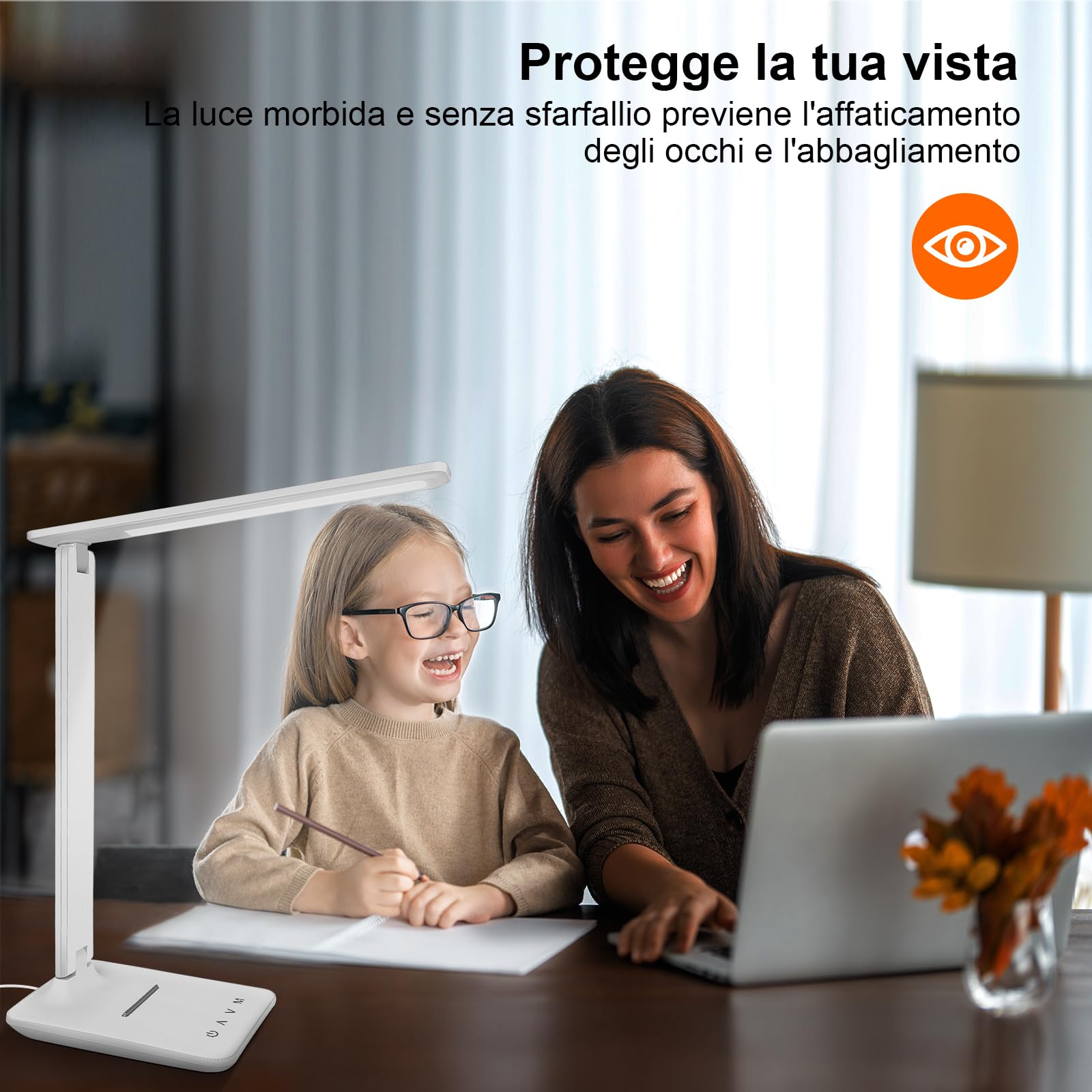 Desk Lamp, Reading Lamp, Dimmable Table Lamp with USB Port, 3 Lighting Modes, Fo