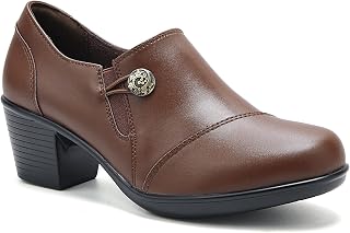 UZB Women's Dress Shoes Block Heel Loafers Pumps