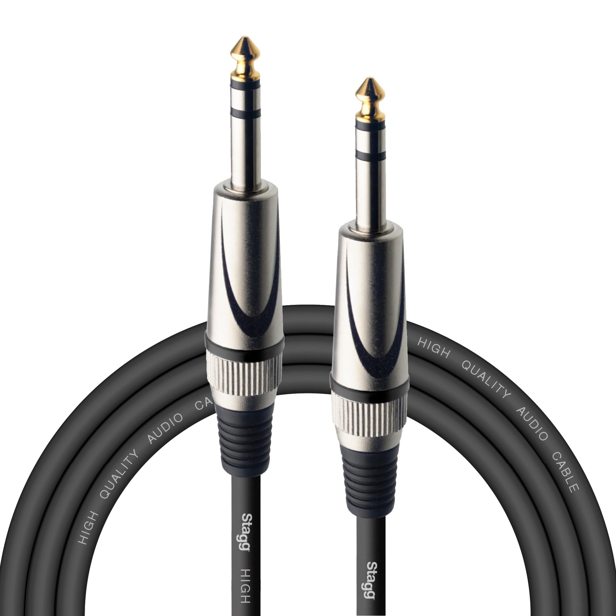 Stagg SAC3PS DL 3m Deluxe Jack to Jack Instrument Cable | Guitar jack cable, 6.3