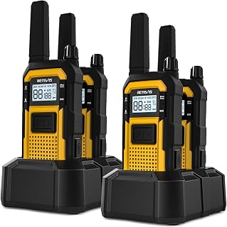 Retevis RB48 Heavy Duty Waterproof Military-Standard Walkie Talkies | IP67, Floating, MIL-STD-810H, Advanced Triple Proof, 2000 mAh, USB-C, Dual PTT, SOS, NOAA, Rugged, for Job Site(4 Pack)