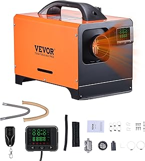 VEVOR Diesel Heater, 12V All-in-one Diesel Air Heater with Remote Control and LCD Display, 5L Fuel Tank Fast Heating Portable Diesel Parking Heater for RV, Truck, 8KW, Basic, Orange