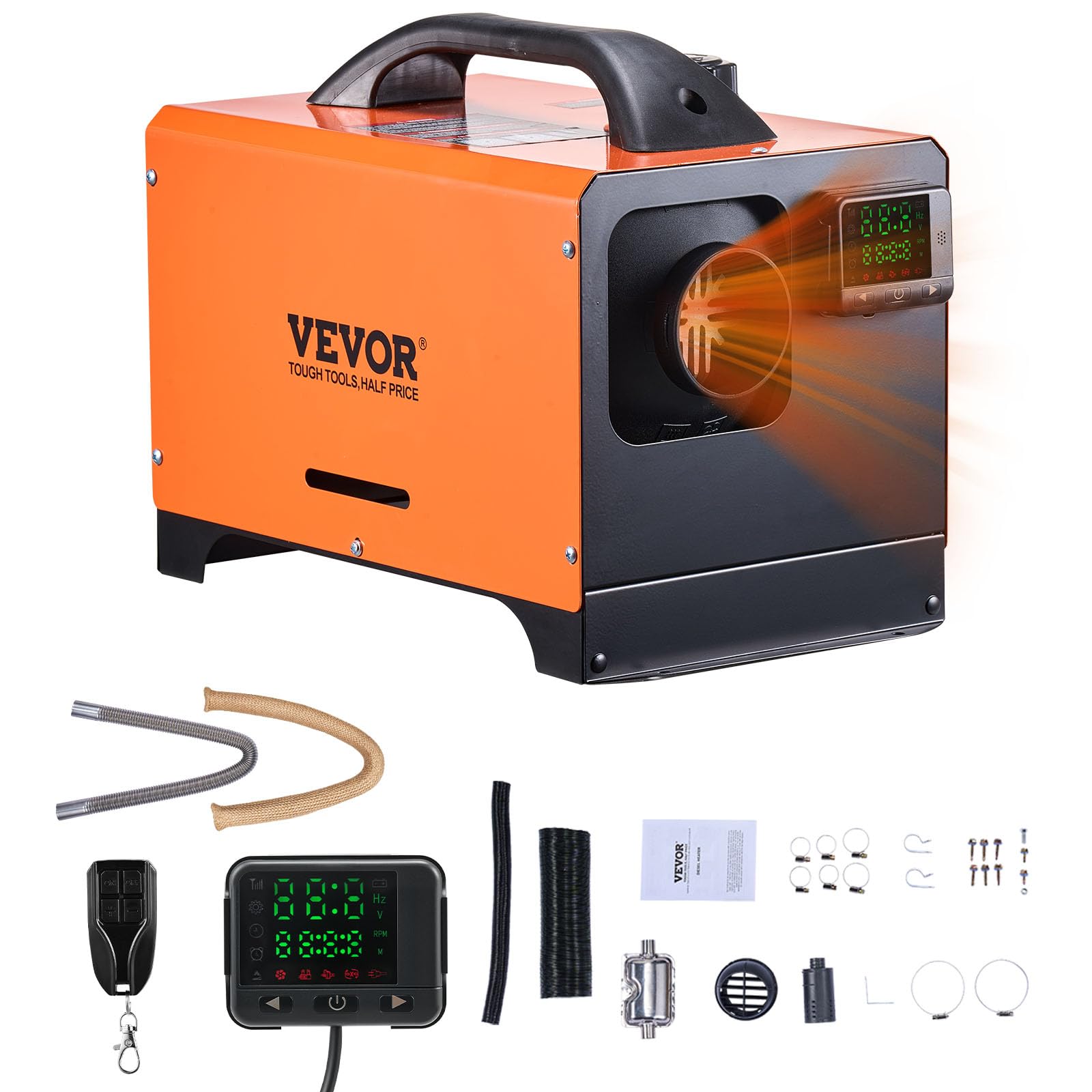 VEVOR Diesel Heater, 12V All-in-one Diesel Air Heater with Remote Control and LC