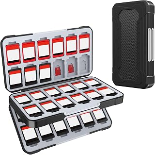 HEIYING Switch Game Case for Nintendo Switch 2/ Lite/OLED, Black Portable Travel Carry Storage Case with 48 Game Card Slots and 24 Micro SD Cards Slots