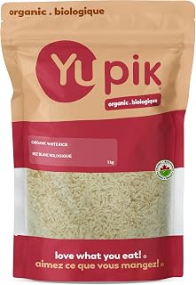 Yupik Organic White Rice, Long Grains, 1 kg, Non-GMO, Vegan, Gluten-Free, Kosher, Salt-Free, Easy Preparation, Ideal for Recipes, Side Dishes, Salads & More