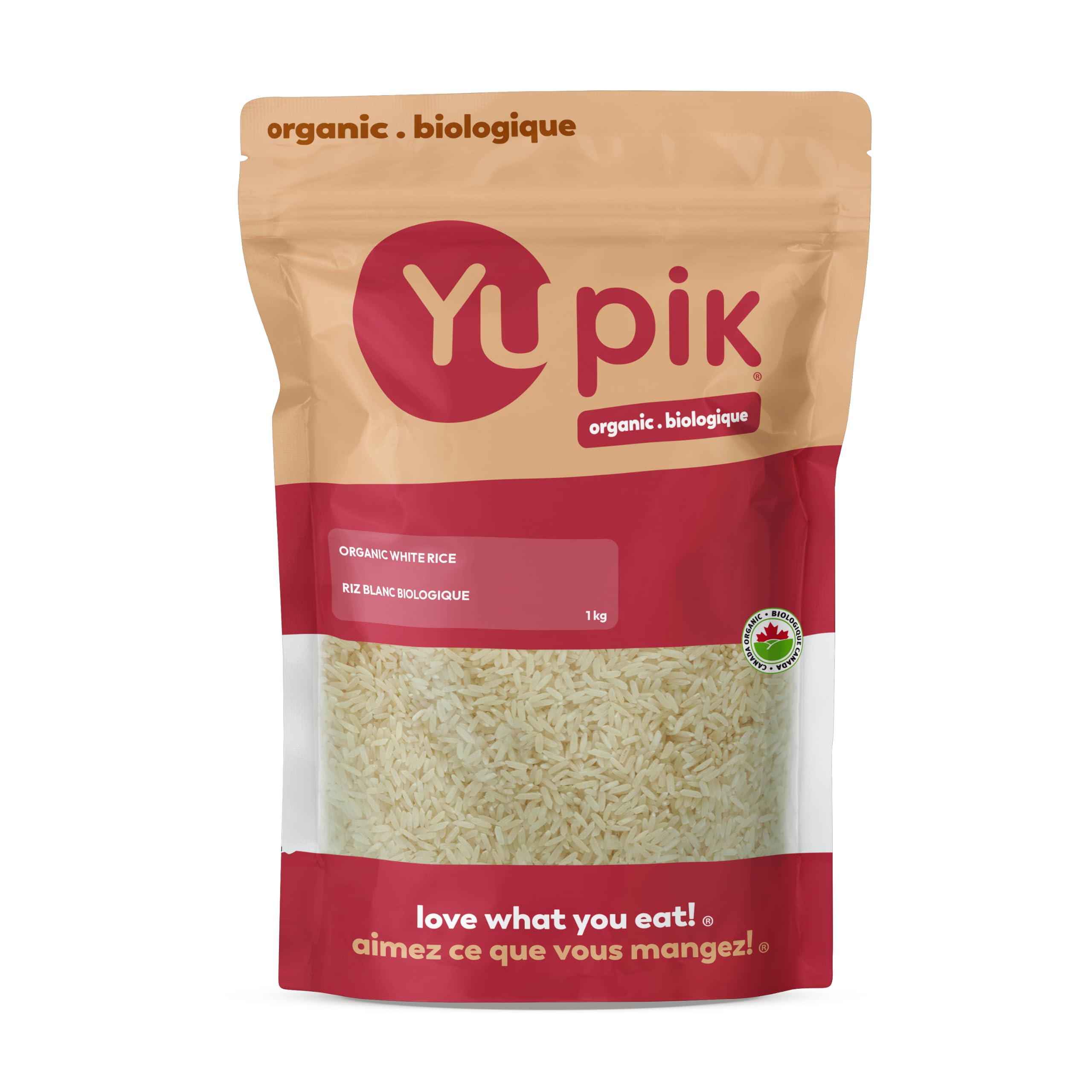 Yupik Organic White Rice, Long Grains, 1 kg, Non-GMO, Vegan, Gluten-Free, Kosher