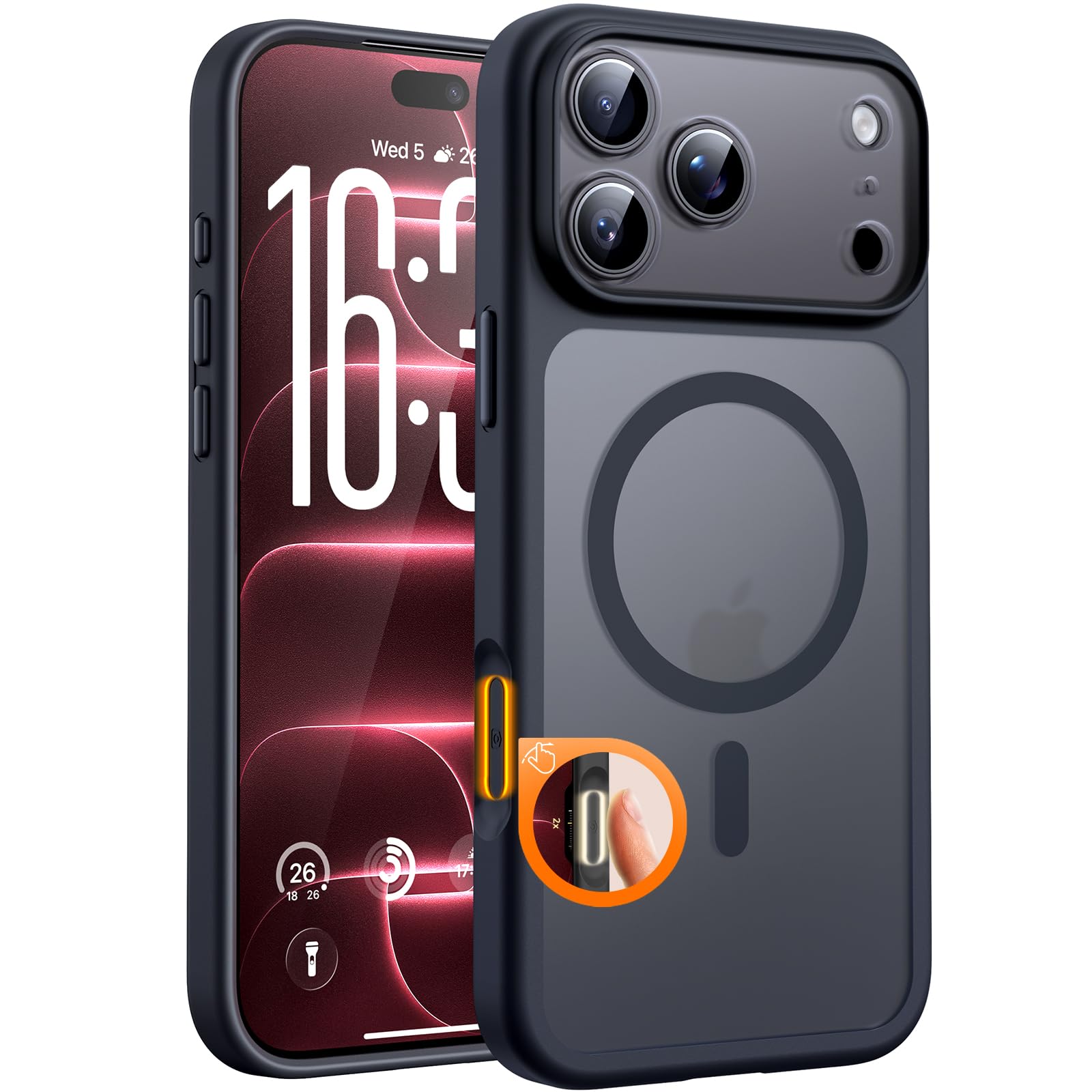TOCOL for iPhone 18 Pro Case, Compatible with MagSafe, Black | Built-in Magnets,