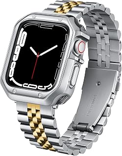 BINLUN Metal Band Compatible with Apple Watch 46mm 45mm 44mm 42mm 41mm 40mm 38mm 49mm Stainless Steel Bands with TPU Case Fit for iWatch Series 11/10/9/8/7/SE2/SE/6 /5/4 3/2/1/SE3/Ultra