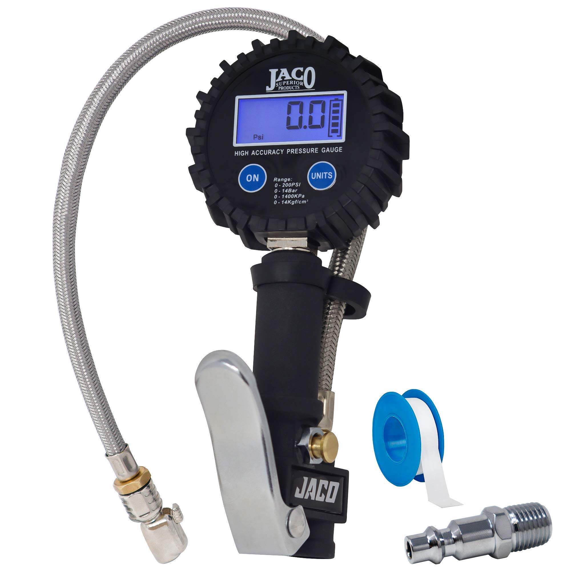 JACO FlowPro Digital Tire Inflator with Pressure Gauge - 200 PSI | Calibrated Ac