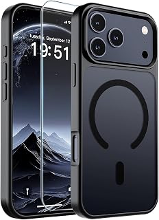 SUPFINE Magnetic for iPhone 18 Pro Max Case/17 Pro Max Case Black | With Screen Protector, Translucent Matte, Compatible with MagSafe, Military Grade Drop Proof, Rugged Shockproof Protective