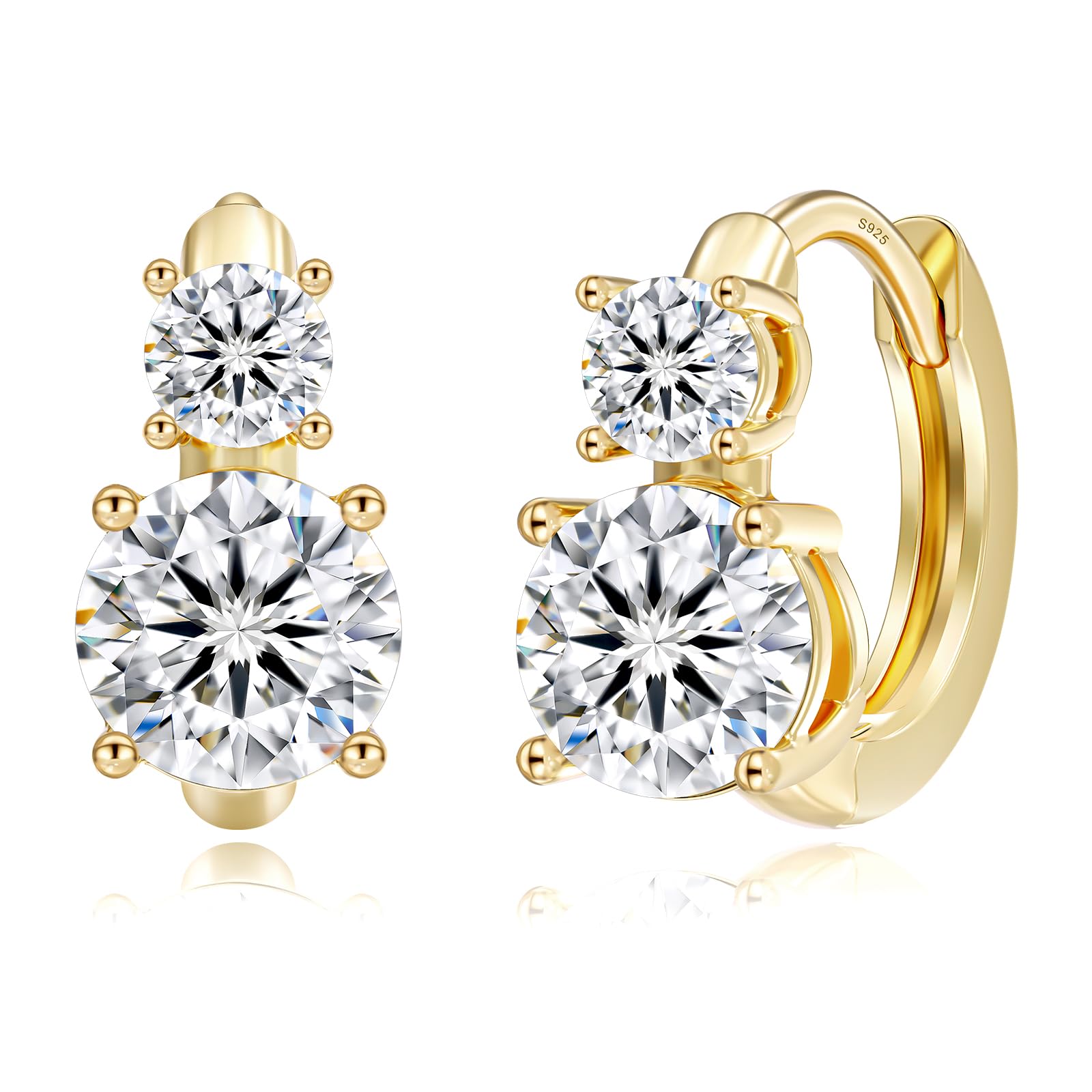 KRKC Moissanite Dangle Earrings for Women,S925 Silver Drop Huggie Hoops