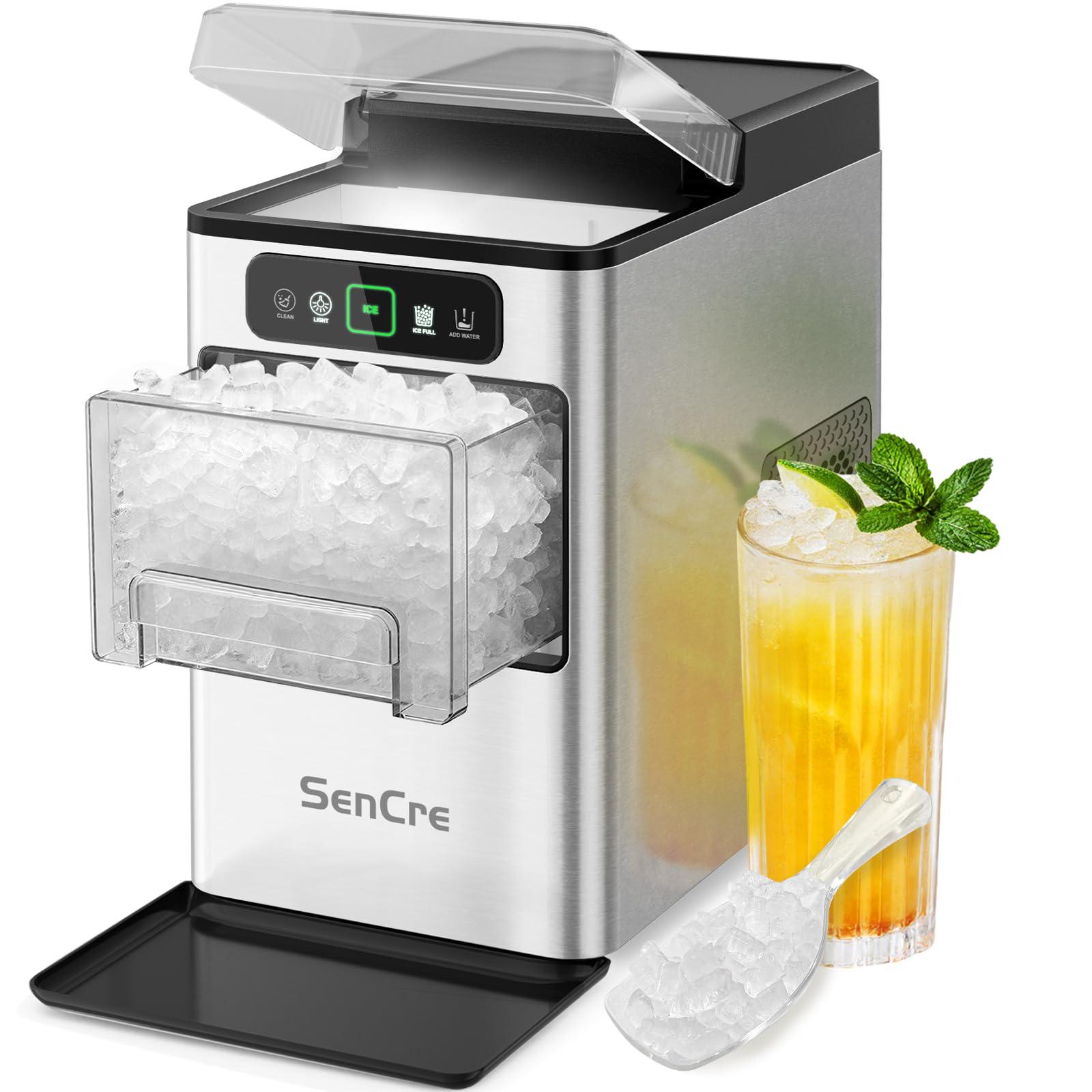 SenCre Nugget Ice Maker 40lbs/Day Countertop Ice Makers Chewable Pellet Ice | Ic