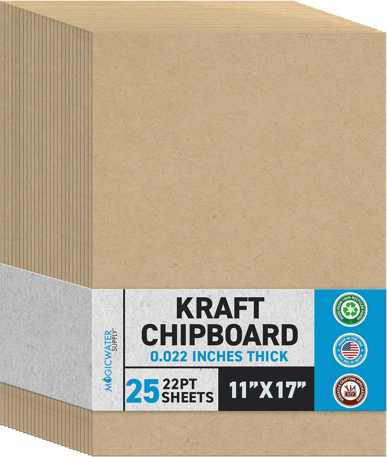 MagicWater Chipboard Sheet - 11x17 inch - 22 pt - 0.022" Thick - 25 Pack | For D