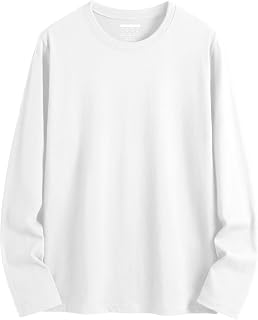 KEFITEVD Men's Long Sleeve T-Shirt, Lightweight, Tee, Large Size, Long, Solid, Sweat-Absorbing, Loose Fit, Breathable, Golf, Cotton, Crew Neck, Spring, Summer, Fall