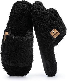GOEWY Damen Hausschuhe mit Memory Foam - Kuschelige Offene Fersen Pantoffeln, Rutschfeste Sohle für Indoor/Outdoor Super weiche Fuzzy Schlupfpantoffeln als Geschenk für Frauen